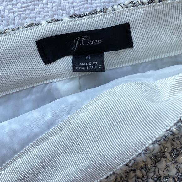 J.Crew Metallic Tweed Pencil Skirt Wool Blend Silver Gold White Gray Size 4 - Picture 7 of 10